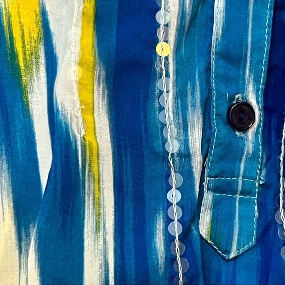 CALVIN KLEIN BLUE MULTICOLOR TOP BLOUSE - Picture 4 of 8